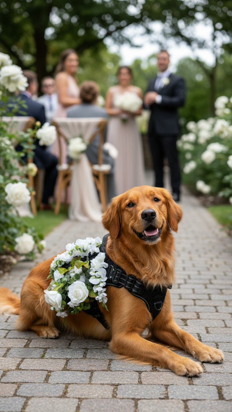 Dog Flower Girl Package - Harness plus Custom Floral Attachment Solo Saber & Co. Dog Flower Girl Package - Harness plus Custom Floral Attachment Solo Saber & Co.