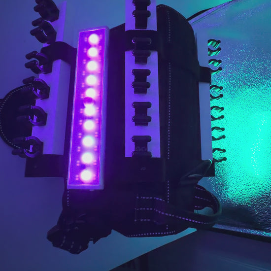 Illuminated LED harness attachment for a dog barktender by Solo Saber & Co.