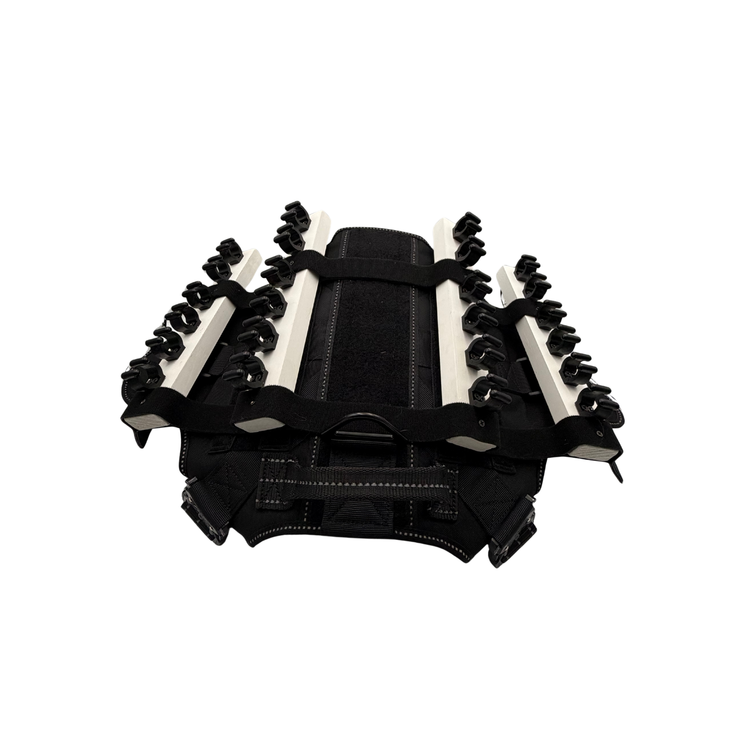 Dog barktender Solo Shot Saddle with four rows of white bars, wedding and event drink service accessory by Solo Saber & Co.